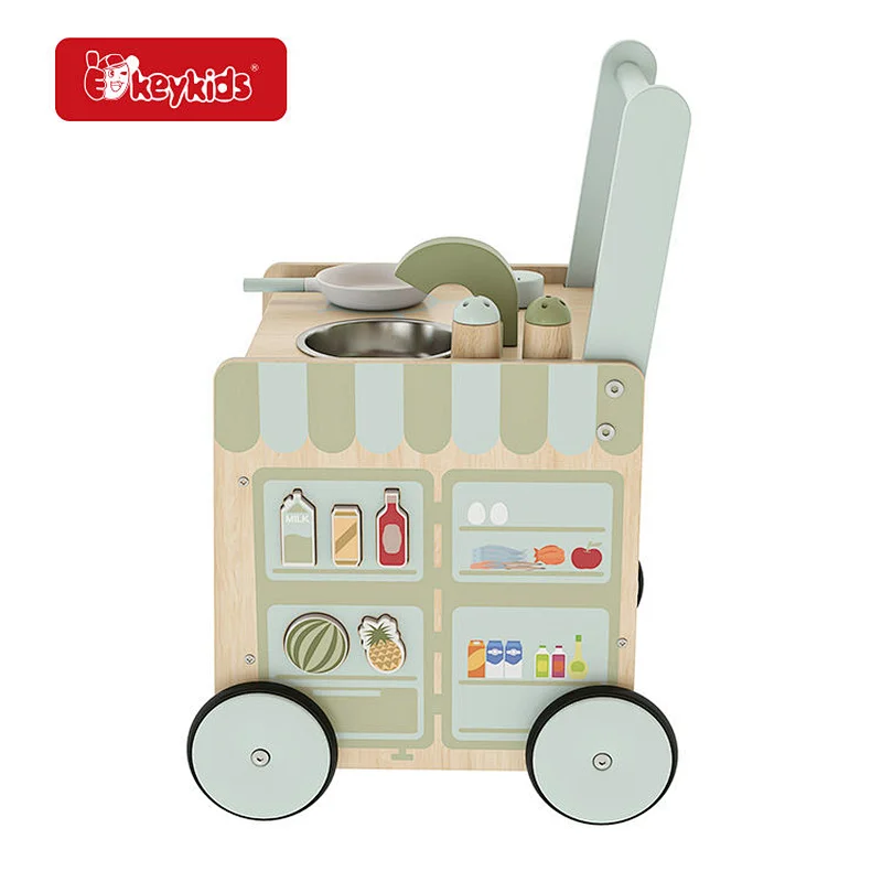 2024 New Design 6-in-1 Wooden Baby Stroller with Play Kitchen for Kids W16E243