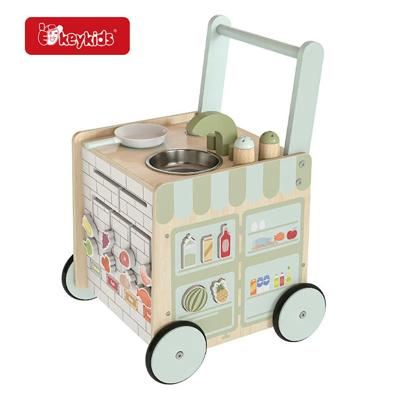 2024 New Design 6-in-1 Wooden Baby Stroller with Play Kitchen for Kids W16E243