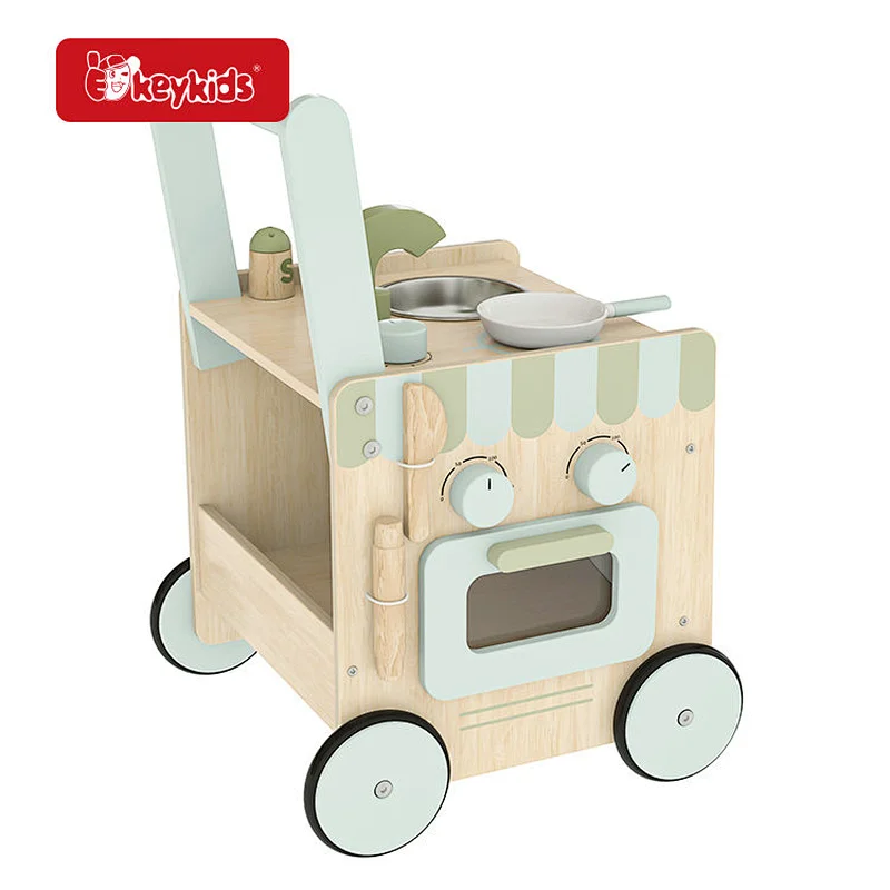 2024 New Design 6-in-1 Wooden Baby Stroller with Play Kitchen for Kids W16E243